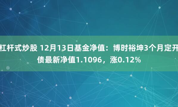 杠杆式炒股 12月13日基金净值：博时裕坤3个月定开债最新净值1.1096，涨0.12%