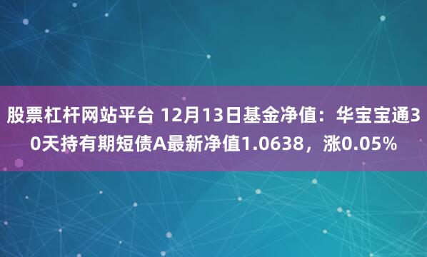 股票杠杆网站平台 12月13日基金净值：华宝宝通30天持有期短债A最新净值1.0638，涨0.05%