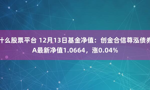 什么股票平台 12月13日基金净值：创金合信尊泓债券A最新净值1.0664，涨0.04%