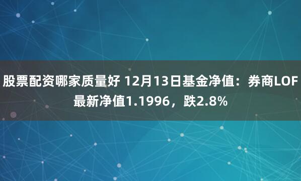 股票配资哪家质量好 12月13日基金净值：券商LOF最新净值1.1996，跌2.8%