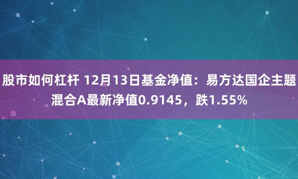 股市如何杠杆 12月13日基金净值：易方达国企主题混合A最新净值0.9145，跌1.55%