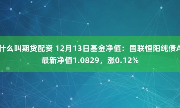 什么叫期货配资 12月13日基金净值：国联恒阳纯债A最新净值1.0829，涨0.12%