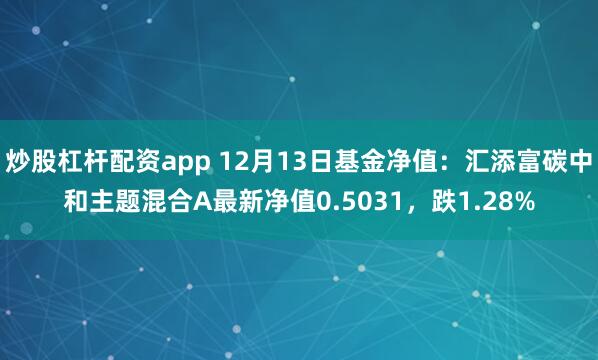 炒股杠杆配资app 12月13日基金净值：汇添富碳中和主题混合A最新净值0.5031，跌1.28%