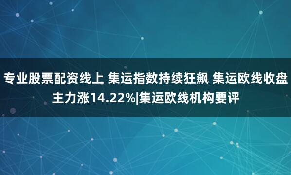 专业股票配资线上 集运指数持续狂飙 集运欧线收盘主力涨14.22%|集运欧线机构要评