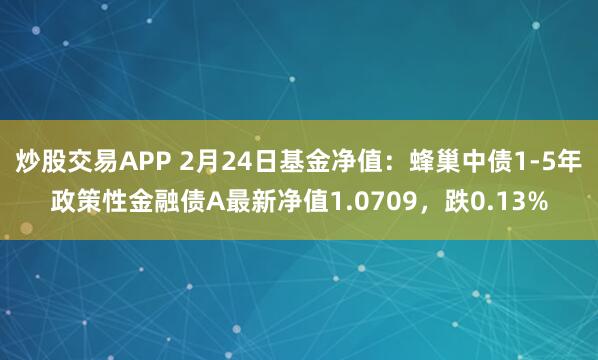 炒股交易APP 2月24日基金净值：蜂巢中债1-5年政策性金融债A最新净值1.0709，跌0.13%